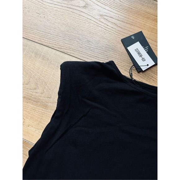 4th & Reckless Tank Sleeveless Top Size 8 Black Stretchy Women's Padded Shoulder - Picture 3 of 5